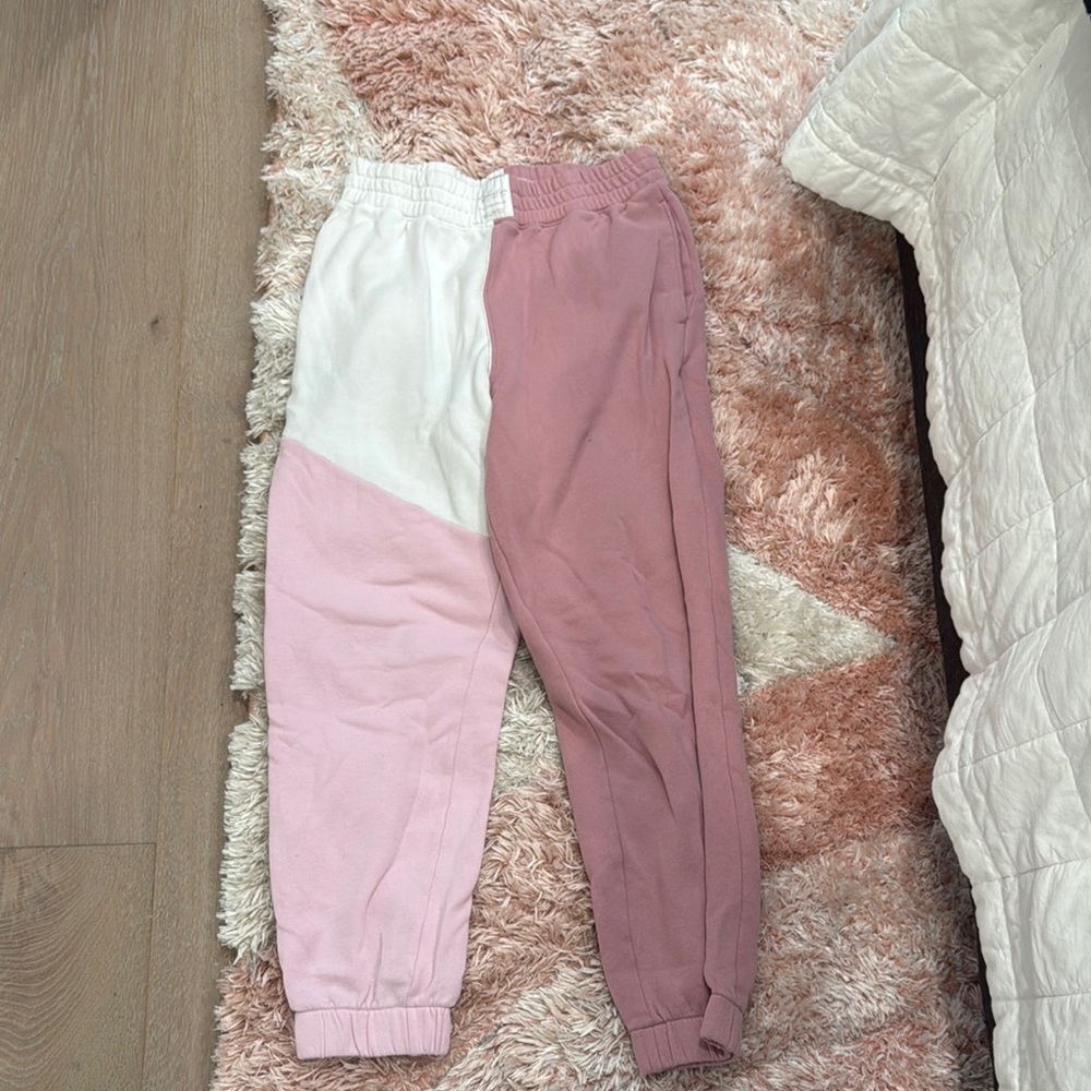 Pink and White Jogger Pants